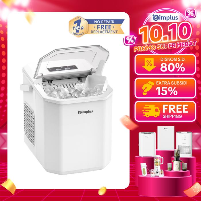 Gambar 【SUPER PROMO AND GIFT】SIMPLUS Mesin Pembuat Es Otomatis 1.3L Iced Maker Machine Automatic Daya Rendah Rumah Tangga Minimalis ZBJH001 - White dari Simplus undefined Tokopedia