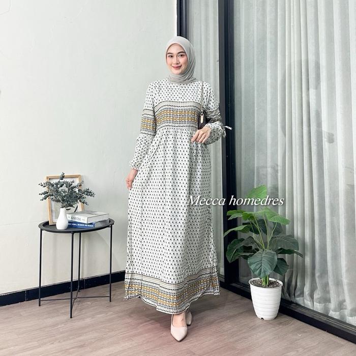 Gambar Aurel Dress Motif Pita Model Lengan Balon Bahan Rayon Premium Busana Muslim Wanita Gamis Rayon Batik Katun rayon Diamond - Marisa dari Mecca homedres undefined Tokopedia