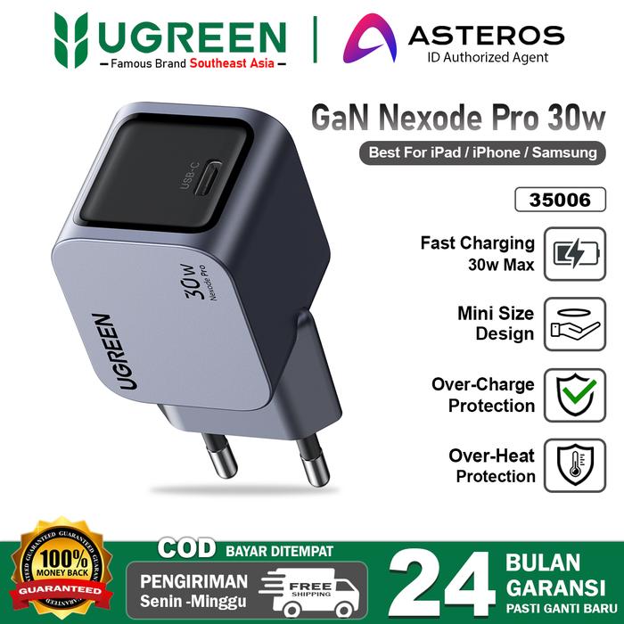 Gambar UGREEN Kepala Charger GAN Nexode Pro 30w PD Type C Fast Charging For iPad Air M2 Pro M4 iPhone 16 15 Samsung - GAN Pro 30W dari ASTEROS OFFICIAL undefined Tokopedia
