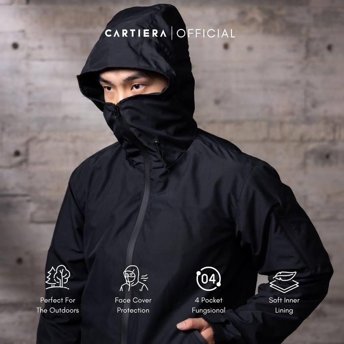 Gambar Cartiera Noir Jaket Gorpcore Waterproof Jaket Gunung Pria Outdoor Hiking Windproof Triple Protection System - Jet Black, M dari Cartiera Indonesia undefined Tokopedia