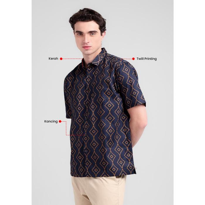 Gambar MANZONE - Kemeja Lengan Pendek Pria Parker Comfort Fit - Navy - XXL, NAVY dari Manzone Store undefined Tokopedia