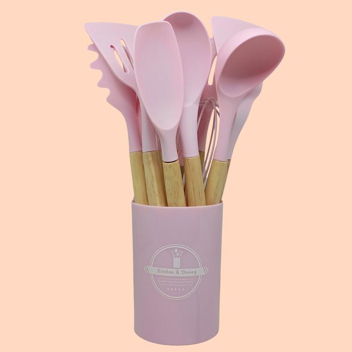 Gambar Spatula Silikon 12in1 Sepatula Peralatan Dapur Masak Sutil Cooking Utensil Kitchen Set Silicone - PINK - SEDANG dari PERABOT VIRAL 88 undefined Tokopedia