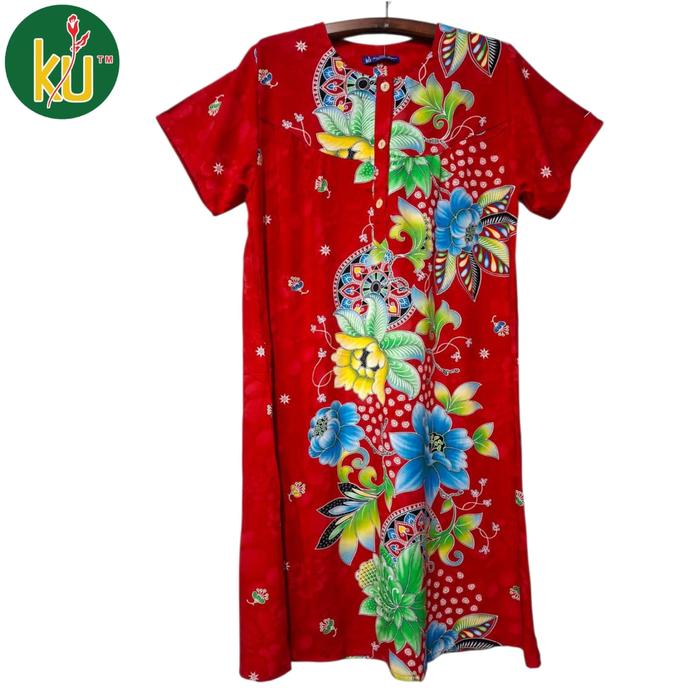 Gambar Kencana Ungu Daster 54 KUB Label Biru Ibu Menyusui Rayon Lengan 21cm Kantong Samping 1 Busui Friendly Motif Bunga Warna Cerah Lingkar Dada 118cm Panjang Baju 107cm - Hamil - Merah dari kencanaunguofficialstore undefined Tokopedia
