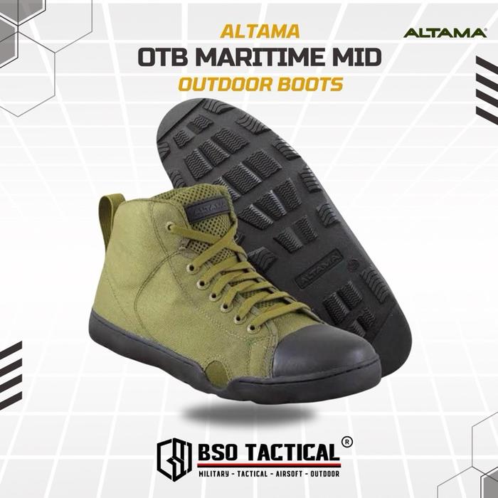 Sepatu Tactical Altama Assault Maritime OTB Mid Outdoor Boots ORIGINAL  Shoes Olive Drab, 40