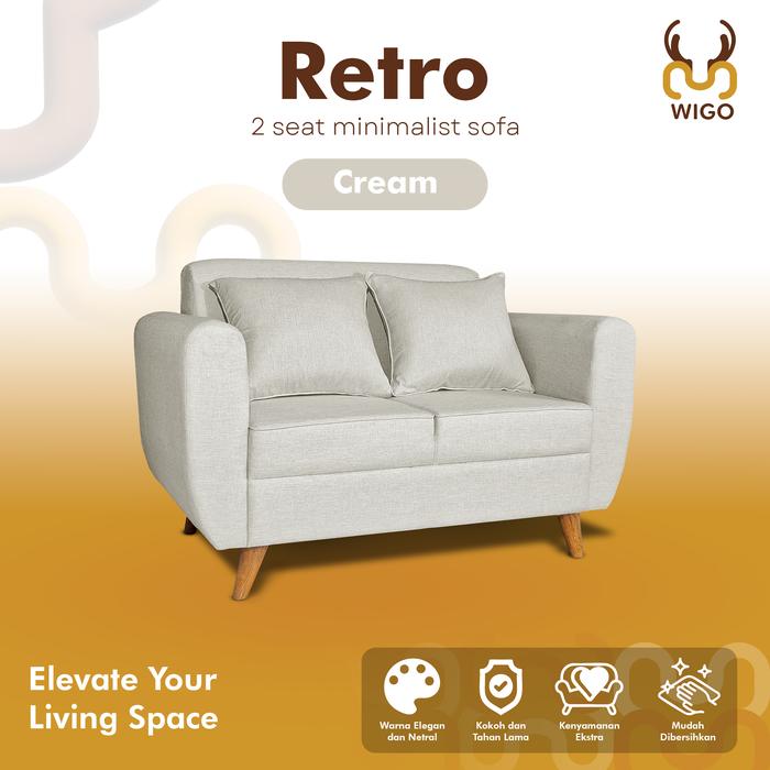 Gambar Sofa Minimalis 2 Dudukan Seater Retro|Scandinavian|Vintage|Mystic - Cream dari Citra furniture undefined Tokopedia