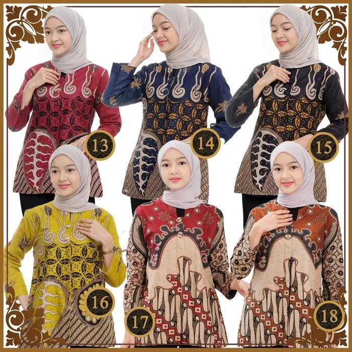 Gambar Blus / Blouse Atasan Batik Kemeja Batik Anak Perempuan Cewek Panjang SD SMP SMA Remaja Motif Baru (13-19) 12-15 Tahun Katun Kancing Fashion - Random, XXXL dari Hosen Outfit undefined Tokopedia