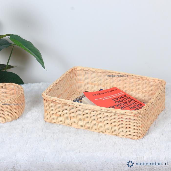 Gambar Keranjang Parcel Hampers Rotan - Wadah Serbaguna Persegi Panjang - Natural dari Mebel Rotan ID undefined Tokopedia