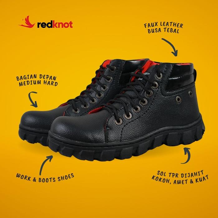 Gambar Redknot Luz Hitam Full Hitam Boots - Sepatu Boot Pria Original Bertali Kokoh dan Awet, Ukuran Lengkap 36 Sampai 45 - Hitam Full Hitam, 36 dari Redknot - Sepatu Sneakers Pria undefined Tokopedia