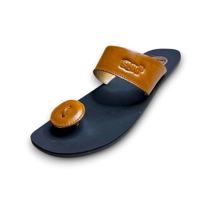 Gambar Sendal Cowok Kulit Sapi Tebal Awet Kuat Sandal Blugs Asli Casual Karet Pria Jepit - JM BL 01 POLOS - TAN, 38 dari HK-leather undefined Tokopedia