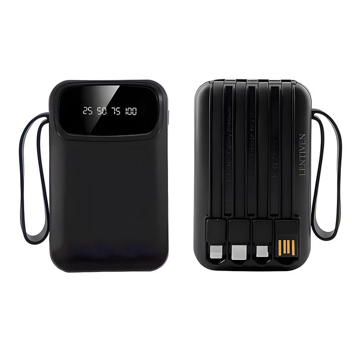 Gambar LENTIVEN PowerBank 20000mah Mini Size With 4 USB Fast Charging Dual Output Led Display Garansi 1 Tahun YM931 Charger - BLACK dari LENTIVEN undefined Tokopedia