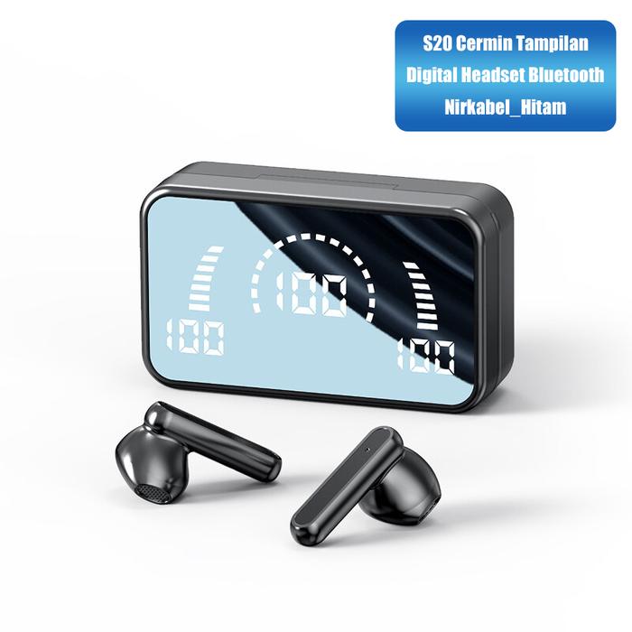 Jual TWS S20 Wireless Bluetooth LED Display Digital Display Mirror