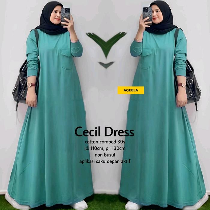 Gambar Cecil Gamis Dress Kaos Combed Saku Muslimah Wanita Maxi Panjang Dewasa outfit kece berhijab - Toska dari metavory undefined Tokopedia