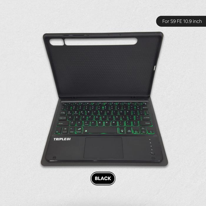Gambar TRIPLEDI Case Keyboard For Samsung Galaxy Tab S9 FE 10.9 Inch 2023 TD0303 Cover Flip Folio Detachable LED Touchpad Bluetooth Casing Magic Magnetic PU Leather Shockproof Free Stylus SM-X510 SM-X516B - Hitam dari TRIPLEDI undefined Tokopedia