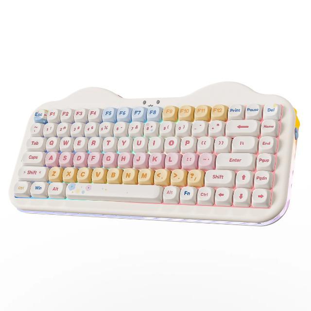 Pink Yunzii C75 wireless mechanical gaming keyboard with candy linear switches