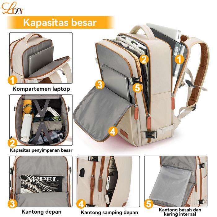 Jual Lexy Tas Ransel Pergi Wanita Multifungsi Tahan Air Backpack