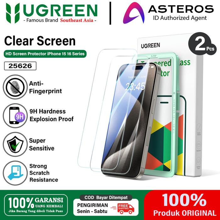 Gambar UGREEN Tempered Glass iPhone 16 15 Pro Max Series Full Screen - Clear, iPhone 16 Plus dari Ugreen Serpong undefined Tokopedia