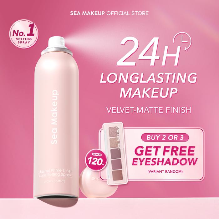 Gambar [FREE EYESHADOW] Sea Makeup Stayput Prime & Set Continuous Setting Spray 100ml - Riasan Tahan Lama 24 Jam, Finishing Velvet Halus, Kontrol Minyak, Harga Spesial 75K dari Sea Makeup undefined Tokopedia