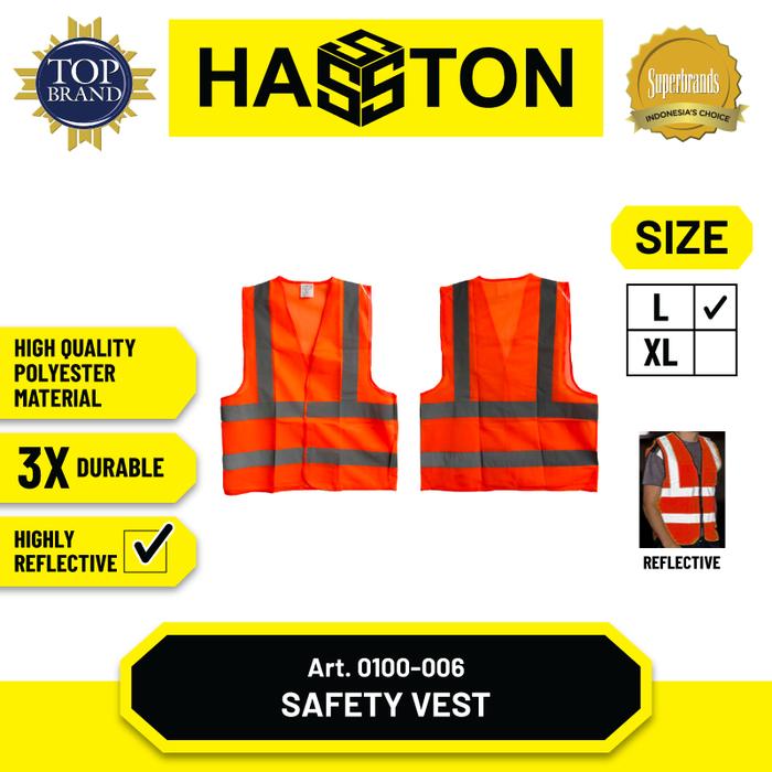Gambar Hasston Safety Vest / Rompi Keselamatan / Rompi Spotlight  (0100) - Orange L dari Hasston Tools Kota Administrasi Jakarta Pusat Tokopedia