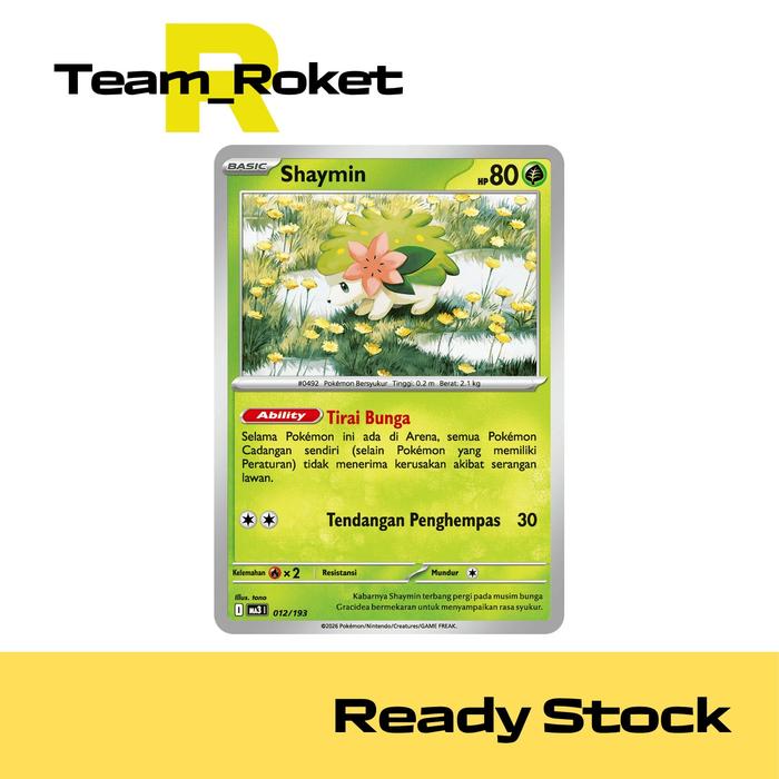Gambar Pokemon TCG Indonesia Mega Evolusi Impian ex ma3 - Shaymin 012/193 - Normal dari Team Roket undefined Tokopedia