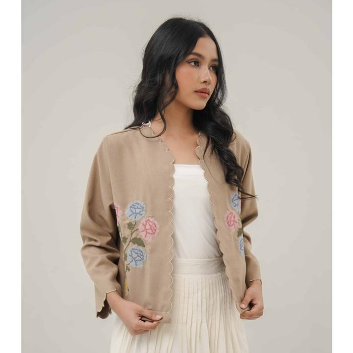 Gambar Mayoutfit Andine Outer | Blazer Bordir Wanita Cardigan Outer Floral Pixel Embroidery - Choco, All Size dari MAYOUTFIT Kota Bandung Tokopedia