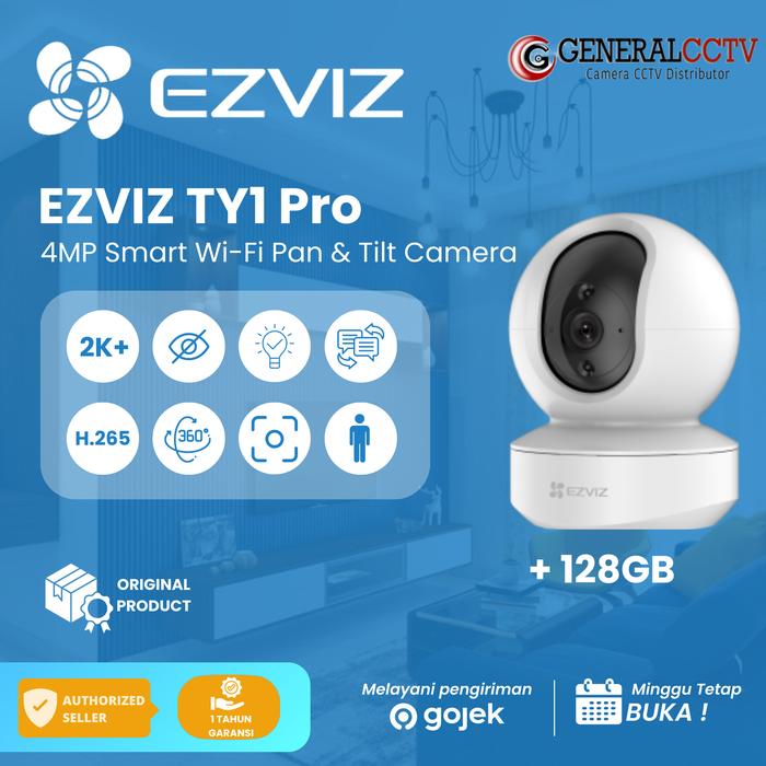 EZVIZ TY1 PRO 4MP 2K+ PAN TILT SMART HOME CAMERA TY1PRO+128GB