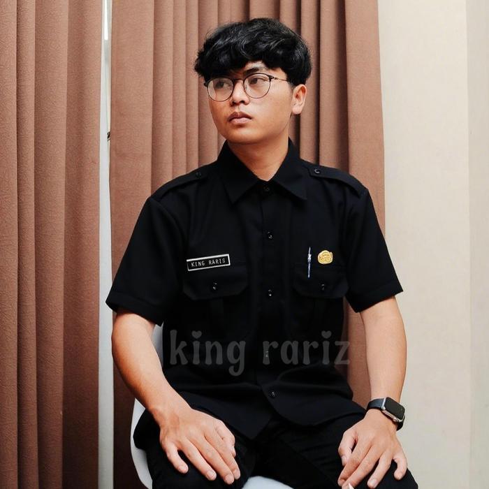 Gambar KEMEJA SERAGAM DINAS PRIA KEMEJA PDH LENGAN PANJANG/PENDEK - HITAM PENDEK, S dari King rariz undefined Tokopedia