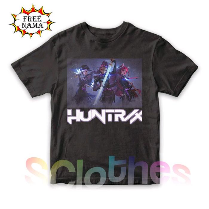 Gambar Baju Atasan Anak Huntrix Unisex Kaos Anak Jiunn Kuo KPop Demon Hunters - Hitam, S dari SCLINE Store undefined Tokopedia