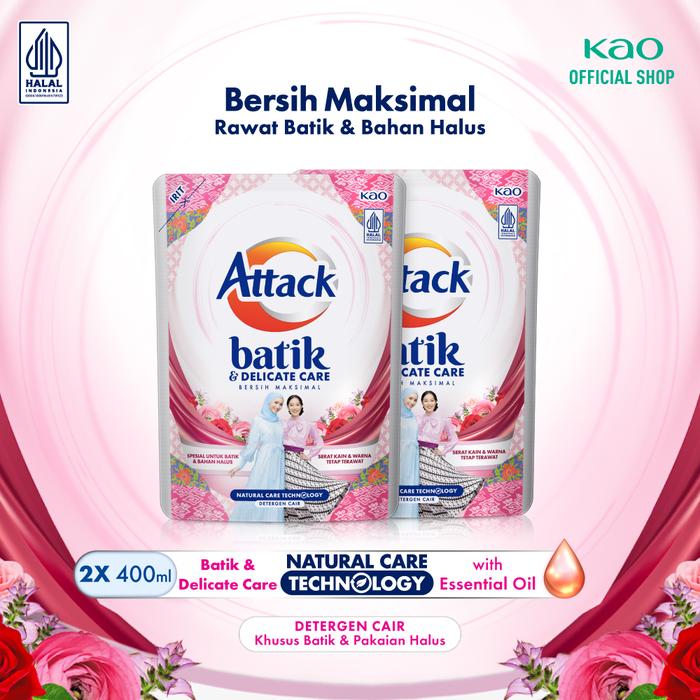 Gambar Attack Batik Care 400ml Pouch Twinpack - Deterjen Cair dari KAO Indonesia undefined Tokopedia