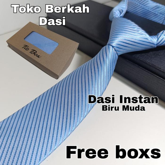 Gambar PREMIUM Dasi Salur  Biru Muda Dasi Pria  free Box Dsi Dsi Instan Biru Prabowo dari Surya Trade Panel undefined Tokopedia