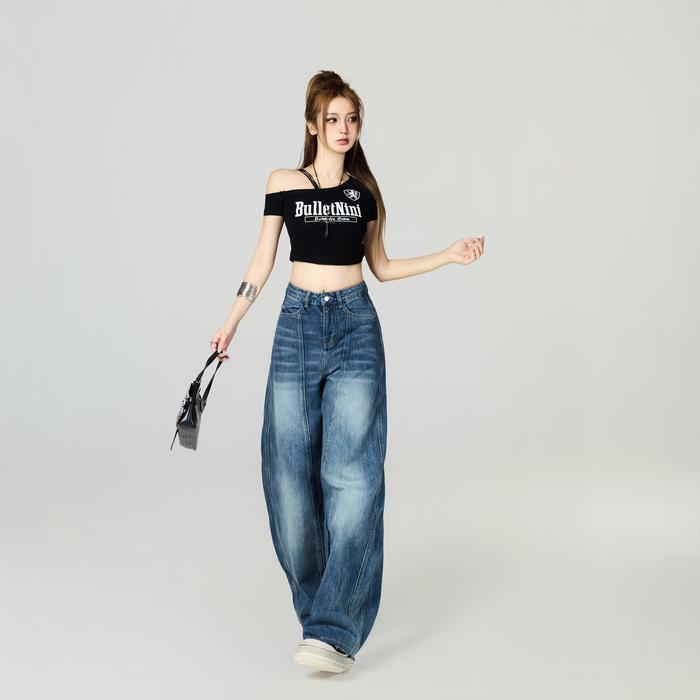 Gambar 【Premium】Straight Leg Pants Loose Casual Baggy Jeans Trousers Jeans 3727 (Size: 26-30) - Dark Blue, 26 dari 99koutlet undefined Tokopedia