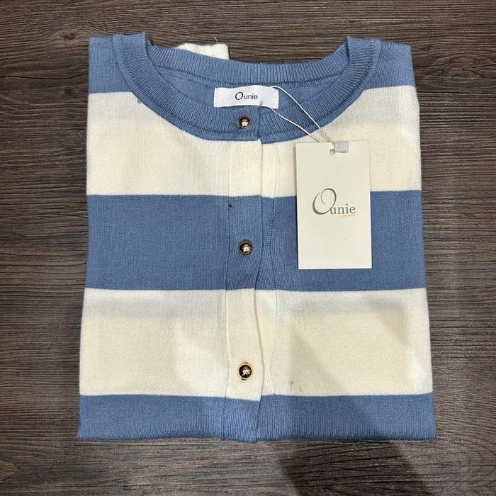 Gambar SA [ HR - 260 OUNIE - CARDIGAN LENGAN PANJANG SALUR BESAR BERWARBA KANCING AKTIF ] atasan wanita bahan knit premium bangkok Baju Soft Knitwear Pendek Stretch - SALUR DENIM, Allsize dari Shereen allea collection undefined 4 Tokopedia