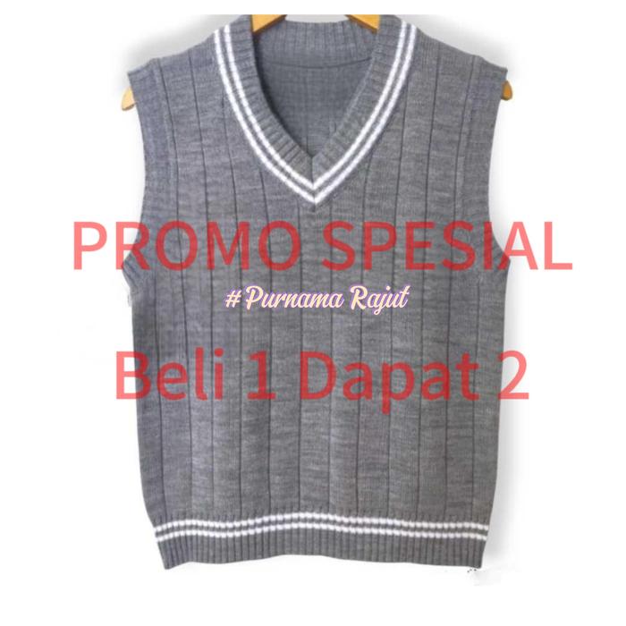 Gambar Vest knitt salur tanpa lengan - baju rompi wanita laki- laki rajut premium outerwear Atasan Hitam Panjang Top Katun Crop Motif - Size Tk-Paud, Abu dari Purnama Rajut undefined Tokopedia