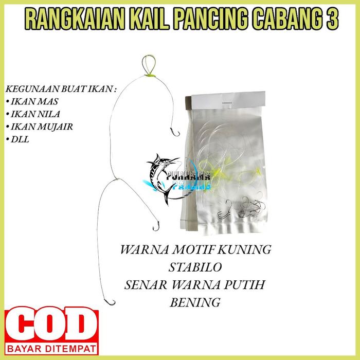Gambar Rangkaian Kail Pancing Ikan Mas Cabang 3 - No.9 dari PURNAMA PANCING_NEW undefined Tokopedia