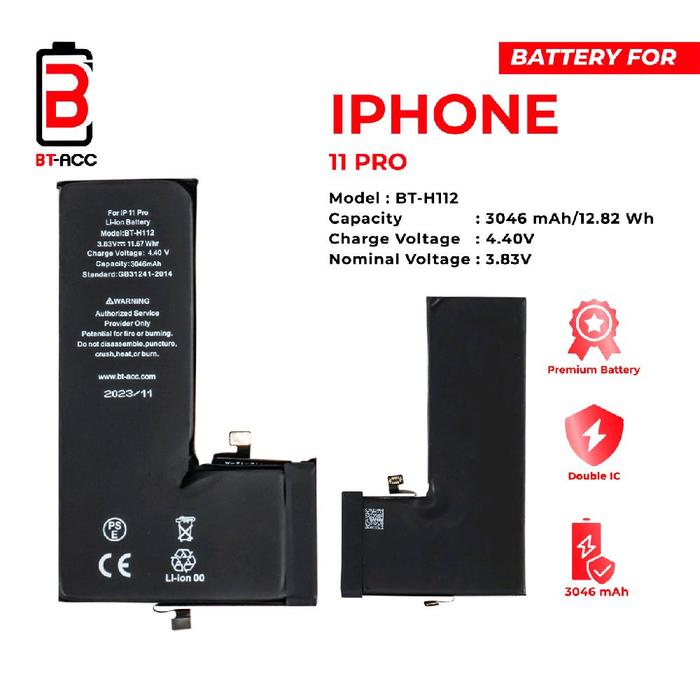 Gambar BT-ACC Baterai For iPhone 11-12 Mini/Pro/Max 2227mAh-3687mAh High(Full Set Battery+Fleksibel+IC) Real Capacity Battery Baterai Original BT-ACC Ponsel - BAT-iPhone 11Pro 3046mAh(Fullset) dari CENTER ACC STORE1 undefined Tokopedia