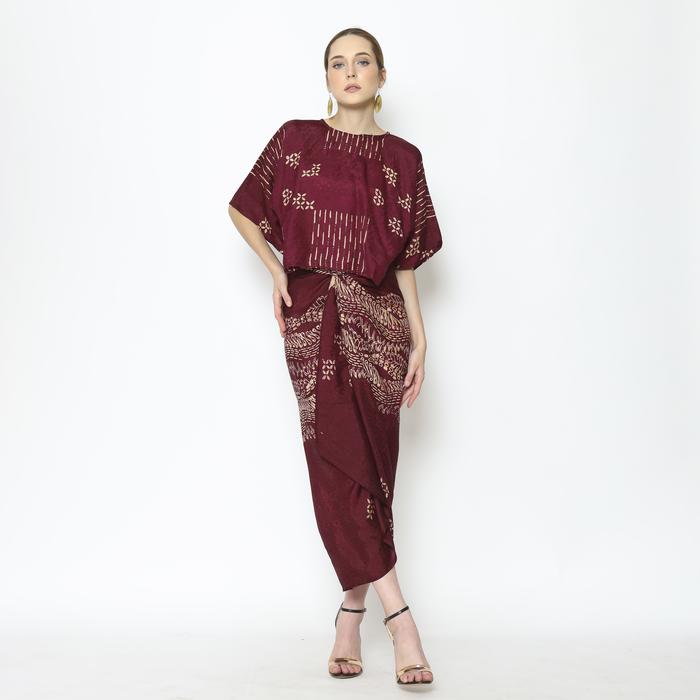 Jual Rinjanie Batik Dress Ikat Infinity Maroon Dress Batik