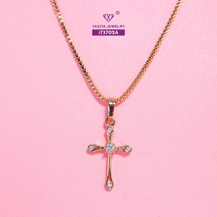 Gambar Yaxiya Kalung Salib Permata Perhiasan Aksesoris Trendy X4-783 - i73702A-Emas, Kalung Set dari YAXIYA JEWELRY undefined Tokopedia