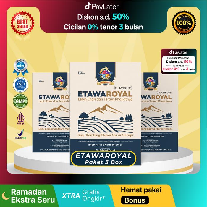Gambar ETAWAROYAL Platinum Susu Kambing Etawa Dairy Milk Dengan Kandungan Kolostrum Paket 3 Box - ORIGINAL dari Etawasure Official undefined Tokopedia