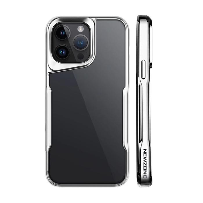 Gambar Luxury Electroplating Border Armour Phone Case for IPhone 15 14 13 12 Pro Max 11 Transparent Plating Shockproof Cover - silver titanium, iphone 12 pro max dari Hola Case undefined Tokopedia