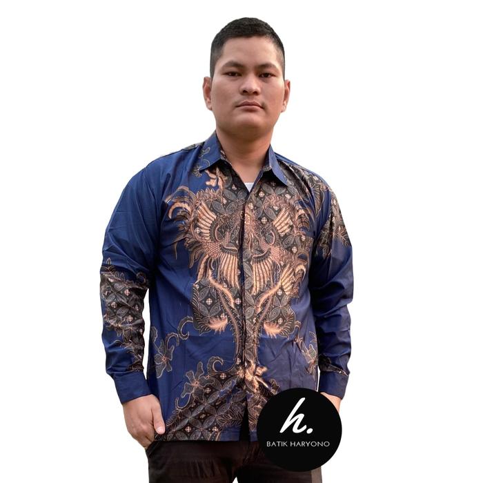 Gambar BATIK HARYONO Kemeja Pria Dewasa Jumbo Lengan Panjang Seragam Kerja Hajatan Big Size 3L 4L 5L 6L - Navy, M dari Batik Haryono Store undefined Tokopedia