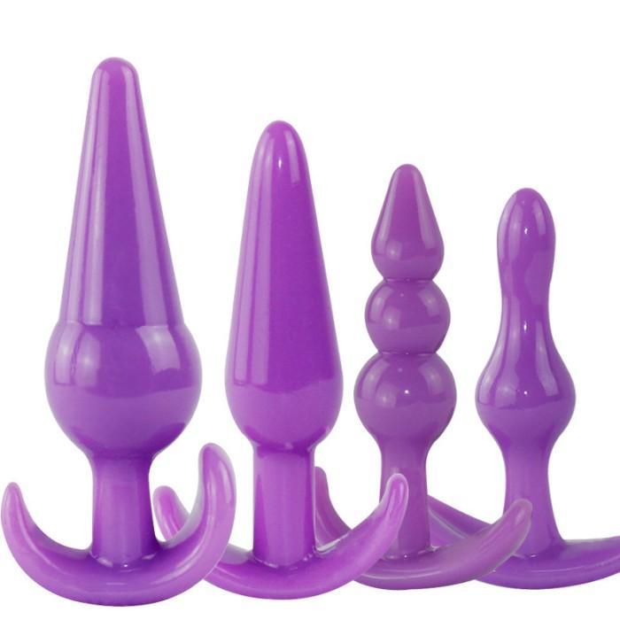 Gambar [1 Set] Jelly Plug Anal Silikon Pijat Bantu Pria Wanita Butt Plug 4Pcs - Ungu dari Weekstore- undefined Tokopedia