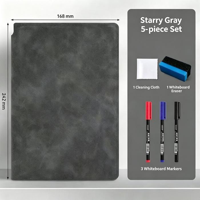 Gambar BITCBae A5 Papan tulis portabel Whiteboard Mini 6IN1 PU Leather - Dengan Spidol dan Kain Penghapus - Dark-Gray dari 76 RIDER & Logo Kota Cirebon Tokopedia