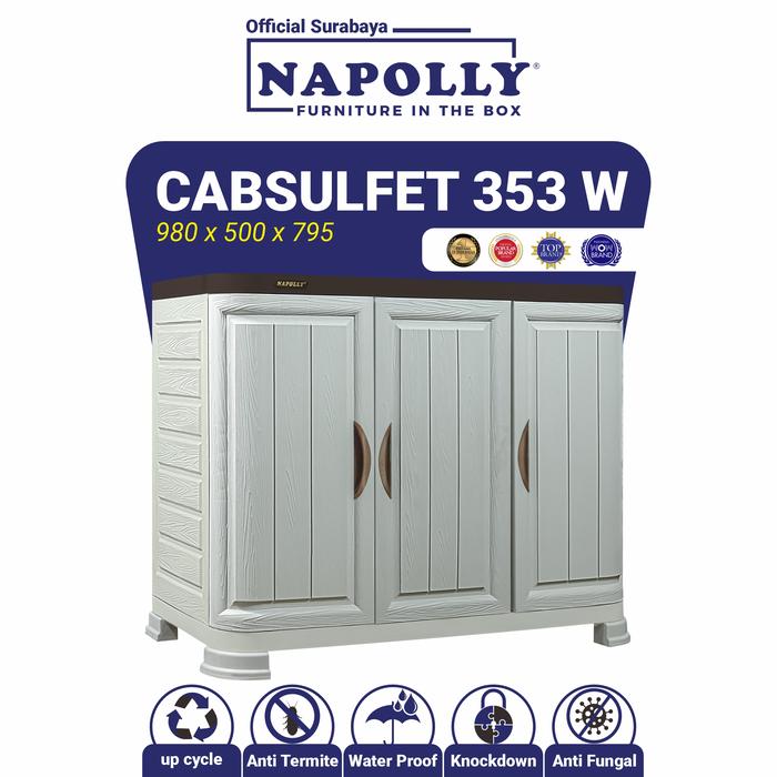 Gambar Napolly (Official Surabaya) - Furniture Lemari / Buffet Plastik 3 Pintu Motif Kayu - CABSULFET 353 W dari Bigland Napolly Surabaya undefined Tokopedia