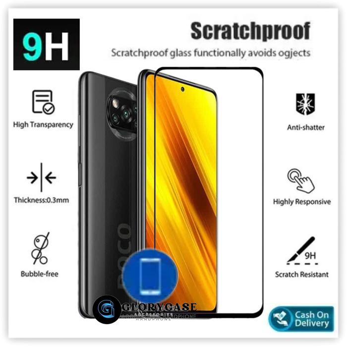 Tempered glass full lem screen protector untuk Xiaomi Poco X3 NFC X3 Pro X4  Pro C31 C40 PCO X3 PRO