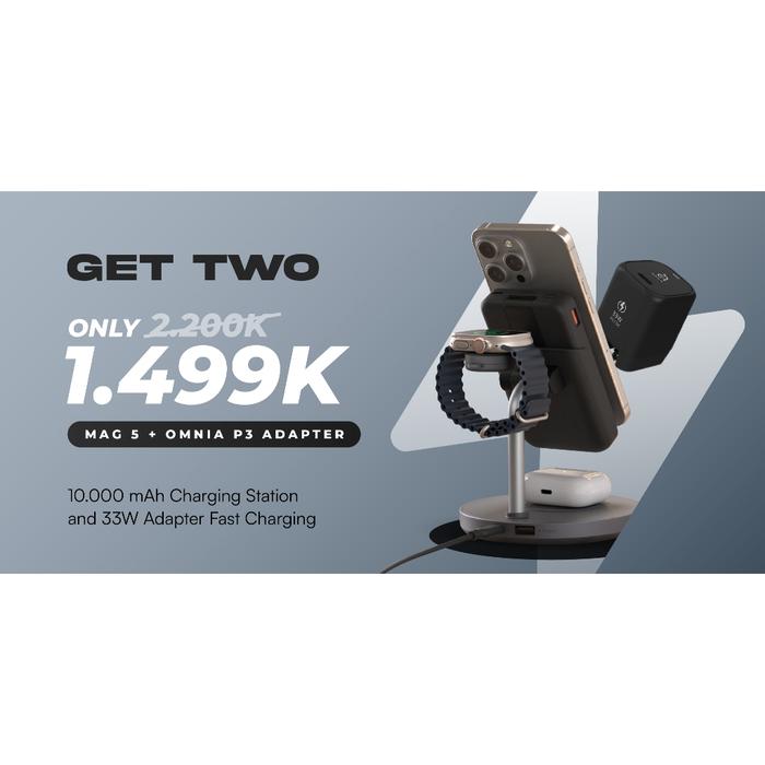 Gambar ADAM elements – Mag 5 - 10000mAh (5 in 1) Fast Wireless Charger Station + Power Bank + Dock Plug Apple Watch [Spesial Deals] - MAG 5 dari ADAM elements Official Store undefined Tokopedia