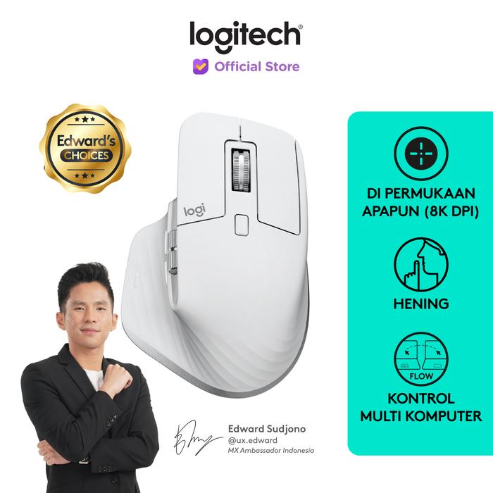 Gambar Logitech MX Master 3S Performance Mouse Wireless Bluetooth Quiet Click - Pale Grey dari Logitech Official Store undefined Tokopedia