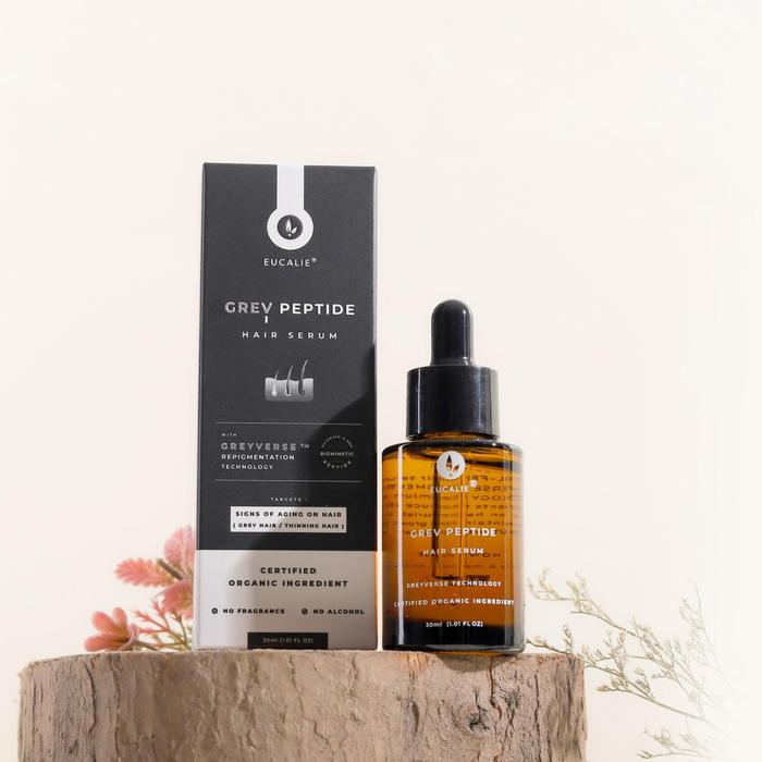 Gambar [Flash Sale] Eucalie Grev Peptide Grey Hair Serum & Hair Tonic, dengan Capixyl dan Redensyl, Perawatan Rambut Beruban & Tipis - 30 ml dari Eucalie Organics undefined Tokopedia