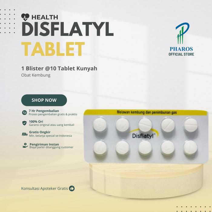 Gambar Disflatyl 1 Blister @ 10 Tablet Kunyah untuk Meredakan Kembung dari Pharos Store_NEW undefined Tokopedia