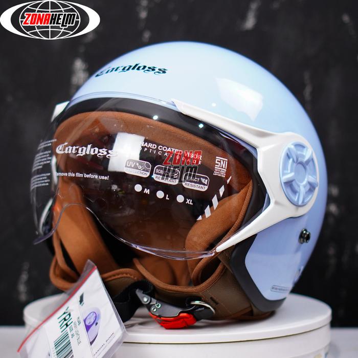 Gambar GRATIS ONGKIR HELM CARGLOSS HIJAB YRH/YRM ORIGINAL SNI Retro - YRH HIJAB  LIGH BLUE dari ZONA HELM STORE undefined Tokopedia