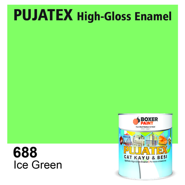 Gambar (5 LT) Cat Kayu & Besi Premium PUJATEX Synthetic High-Gloss Enamel - 688 Ice Green dari Boxer Paint Official Store undefined Tokopedia
