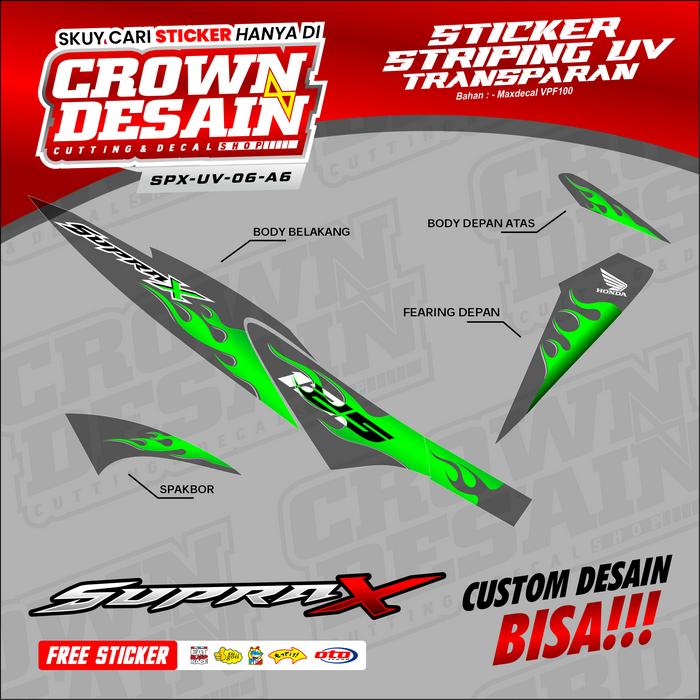 Gambar Striping Stiker Transparan Supra X 125 Supra X 125 Batman Desain Flame Racing - SPX-UV - A6, MAXDECAL VPF100 dari crownstriping undefined Tokopedia